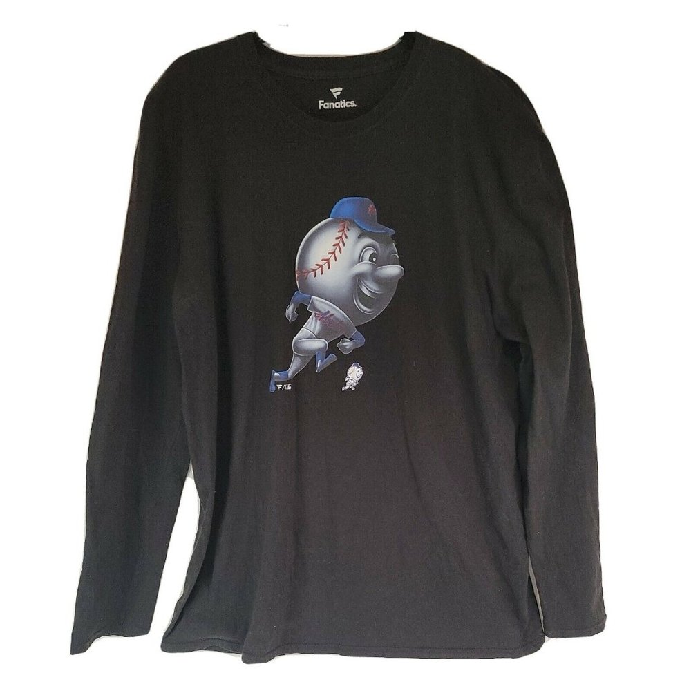 Men's Fanatics Black New York Mets Midnight Mascot Long Sleeve T-Shirt sz 2XL